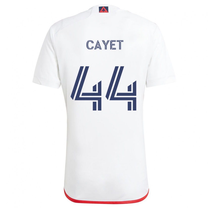 Kandiny Hombre Camiseta Pierre Cayet #44 Blanco Rojo 2ª Equipación 2024/25 La Camisa Chile