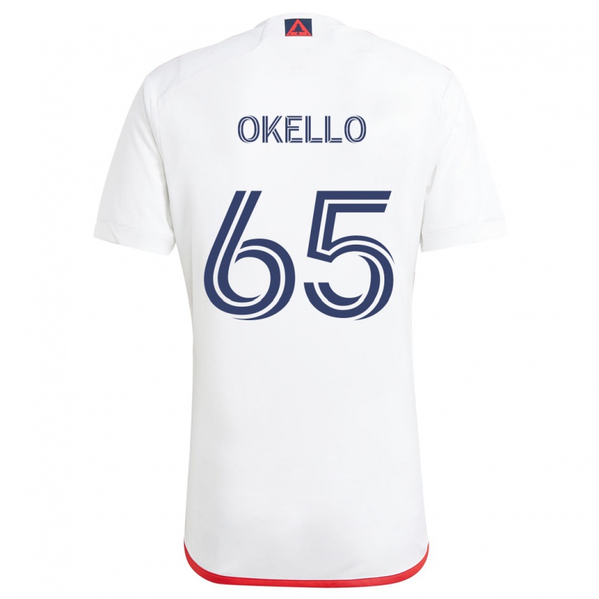 Kandiny Hombre Camiseta Noble Okello #65 Blanco Rojo 2ª Equipación 2024/25 La Camisa Chile