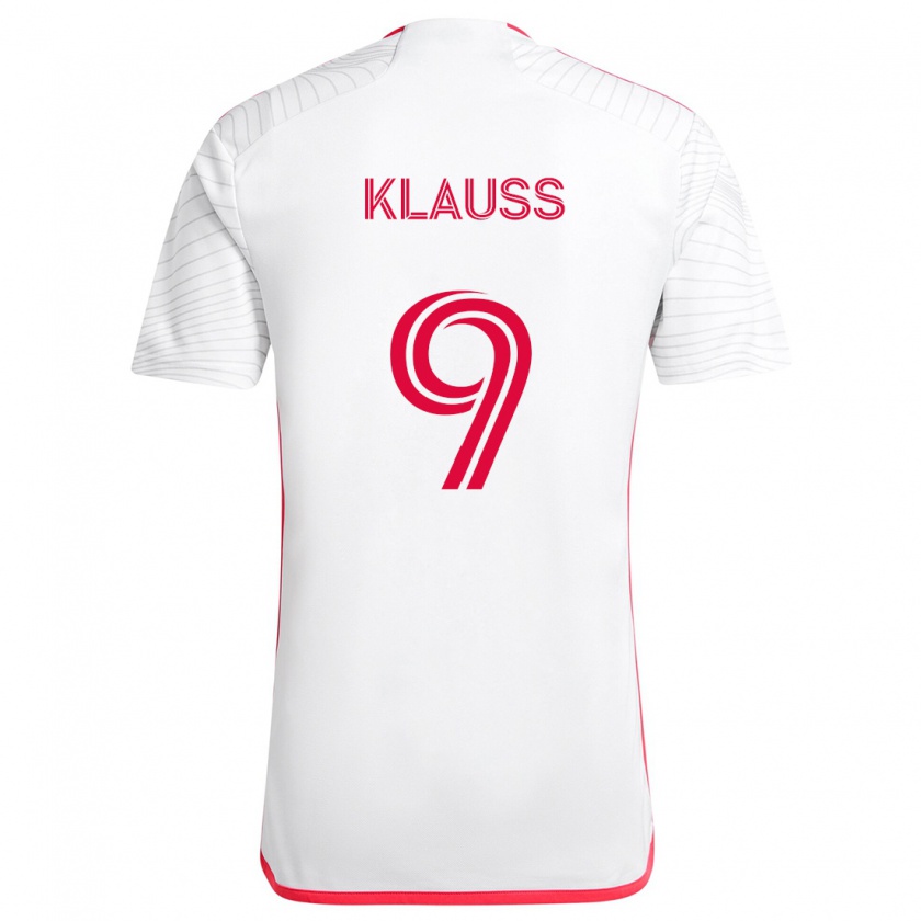 Kandiny Hombre Camiseta João Klauss #9 Blanco Rojo 2ª Equipación 2024/25 La Camisa Chile