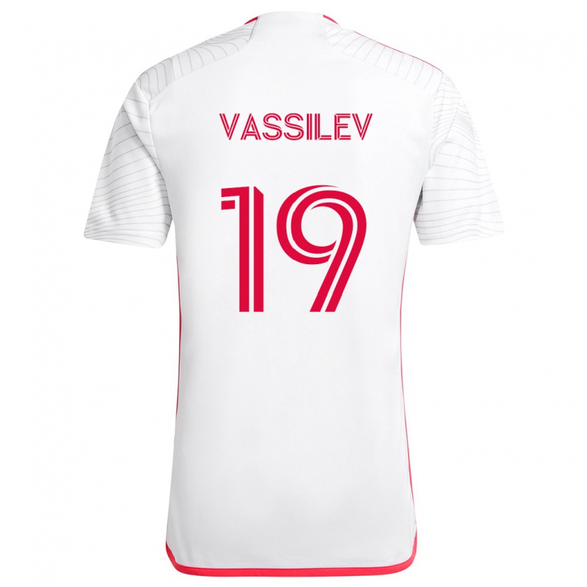 Kandiny Hombre Camiseta Indiana Vassilev #19 Blanco Rojo 2ª Equipación 2024/25 La Camisa Chile