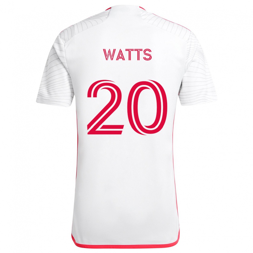 Kandiny Hombre Camiseta Akil Watts #20 Blanco Rojo 2ª Equipación 2024/25 La Camisa Chile