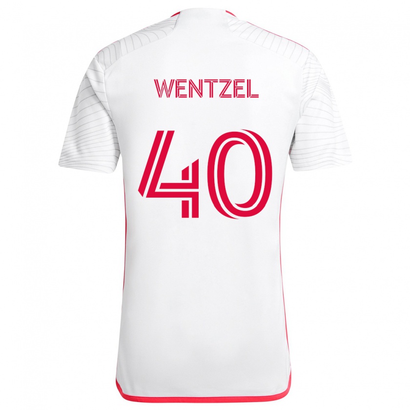 Kandiny Hombre Camiseta Michael Wentzel #40 Blanco Rojo 2ª Equipación 2024/25 La Camisa Chile