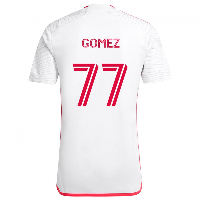 Kandiny Hombre Camiseta Sam Gomez #77 Blanco Rojo 2ª Equipación 2024/25 La Camisa Chile