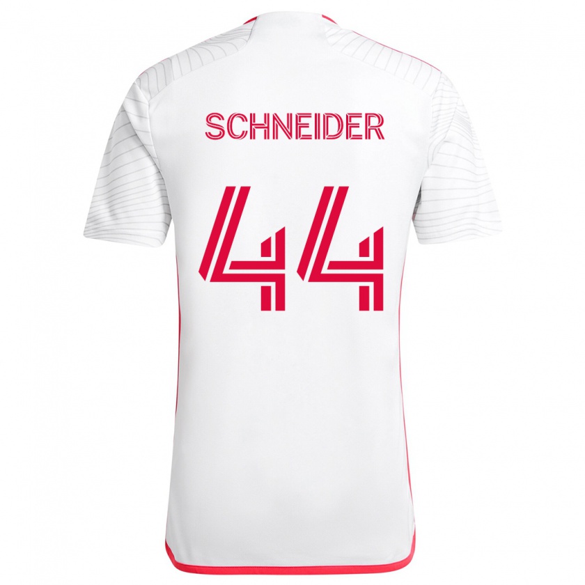 Kandiny Hombre Camiseta Max Schneider #44 Blanco Rojo 2ª Equipación 2024/25 La Camisa Chile