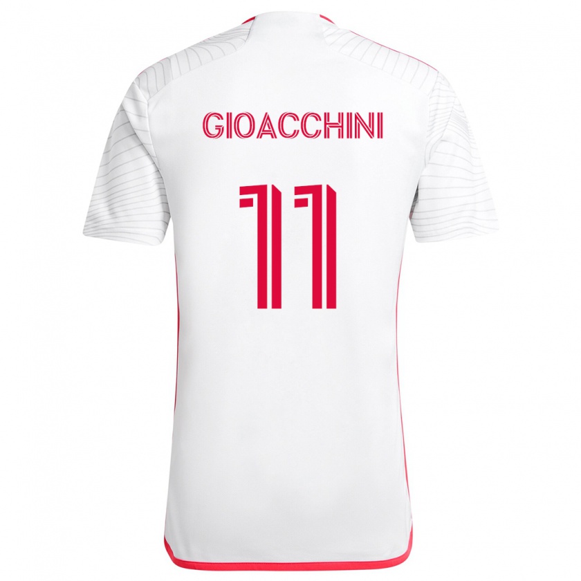 Kandiny Hombre Camiseta Nicholas Gioacchini #11 Blanco Rojo 2ª Equipación 2024/25 La Camisa Chile