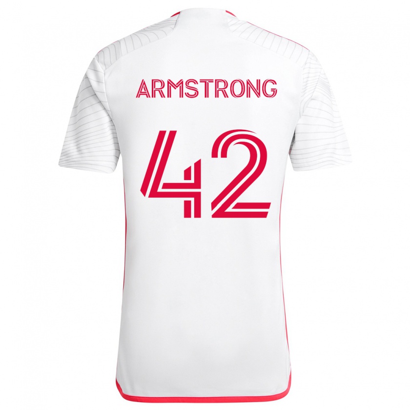 Kandiny Hombre Camiseta Ezra Armstrong #42 Blanco Rojo 2ª Equipación 2024/25 La Camisa Chile