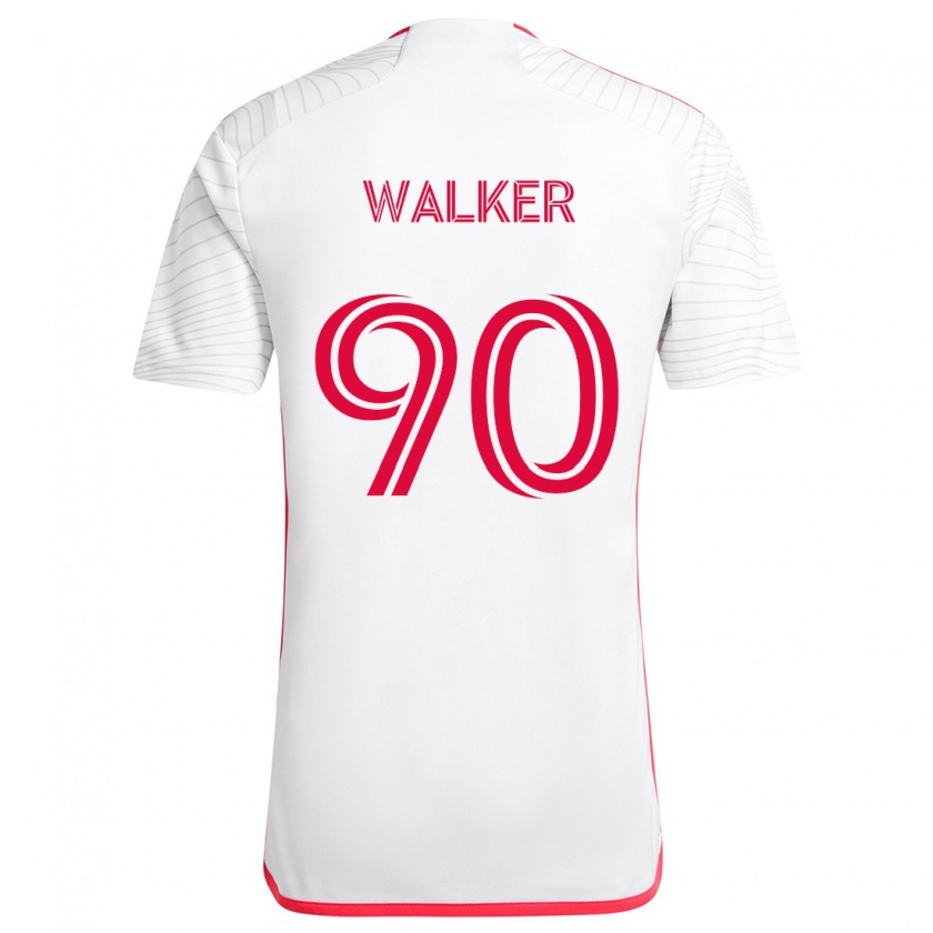 Kandiny Hombre Camiseta Eric Walker #90 Blanco Rojo 2ª Equipación 2024/25 La Camisa Chile