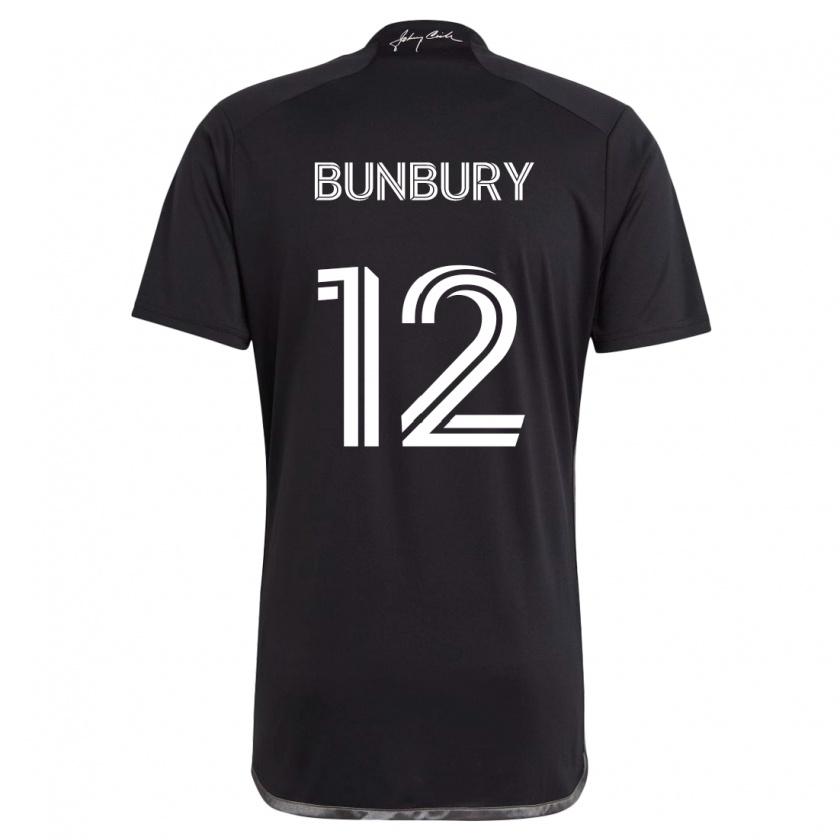 Kandiny Hombre Camiseta Teal Bunbury #12 Negro 2ª Equipación 2024/25 La Camisa Chile