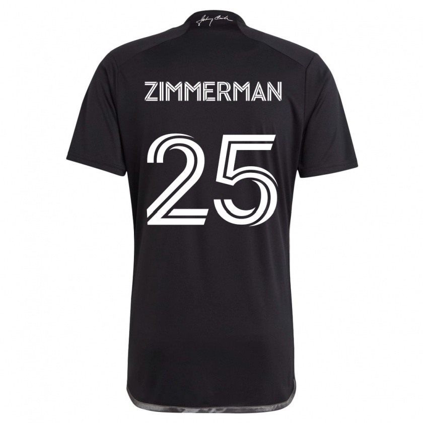 Kandiny Hombre Camiseta Walker Zimmerman #25 Negro 2ª Equipación 2024/25 La Camisa Chile