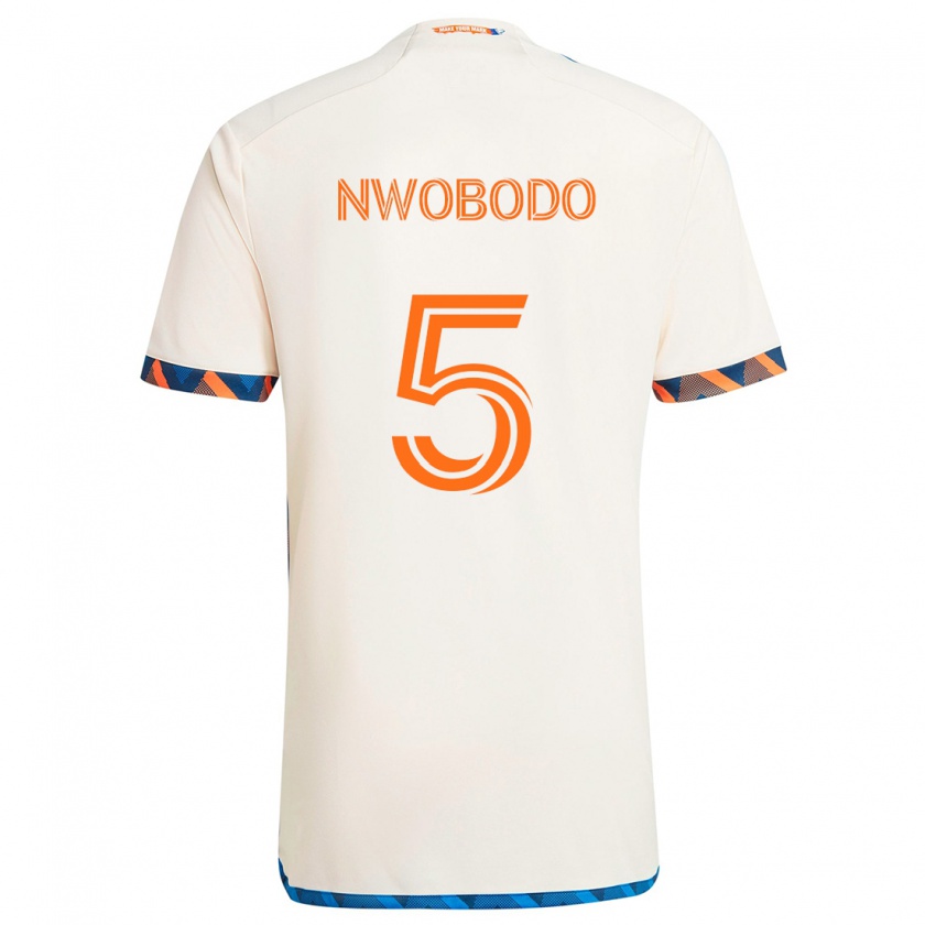 Kandiny Hombre Camiseta Obinna Nwobodo #5 Blanco Naranja 2ª Equipación 2024/25 La Camisa Chile