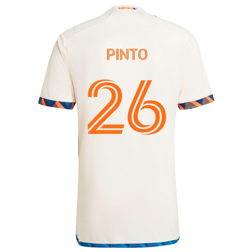 Kandiny Hombre Camiseta Malik Pinto #26 Blanco Naranja 2ª Equipación 2024/25 La Camisa Chile