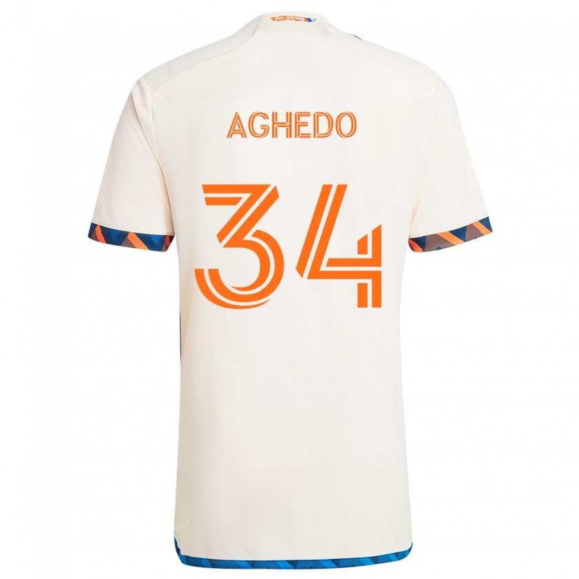 Kandiny Hombre Camiseta London Aghedo #34 Blanco Naranja 2ª Equipación 2024/25 La Camisa Chile