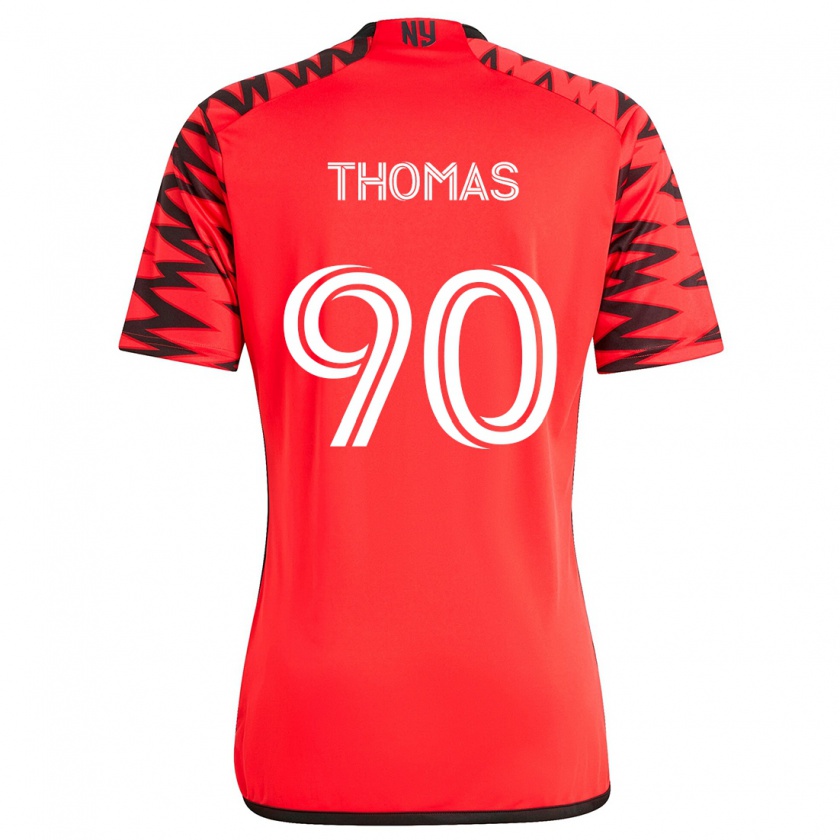 Kandiny Hombre Camiseta Oladayo Thomas #90 Rojo Negro Blanco 2ª Equipación 2024/25 La Camisa Chile