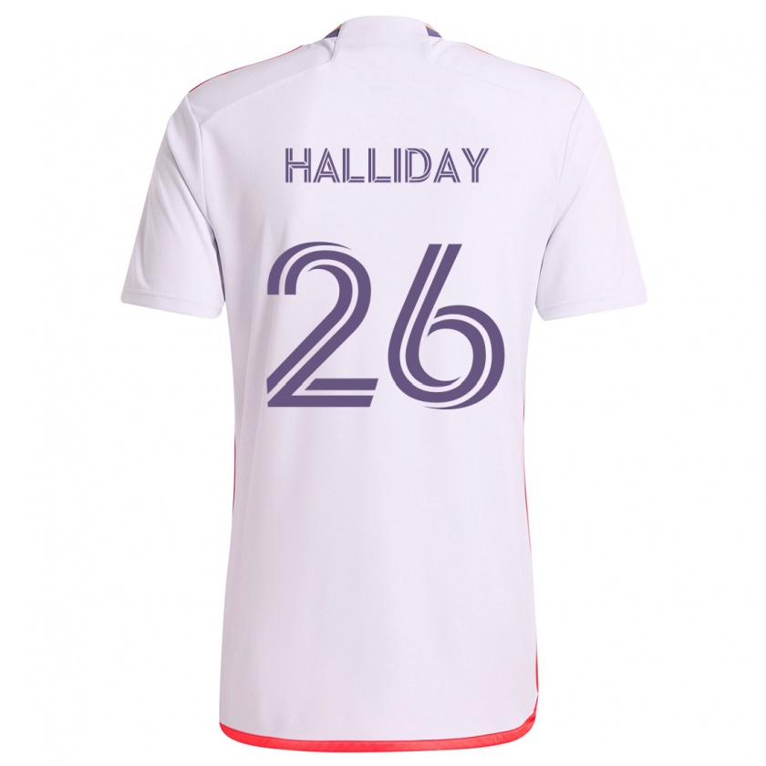 Kandiny Hombre Camiseta Michael Halliday #26 Blanco Rojo Púrpura 2ª Equipación 2024/25 La Camisa Chile