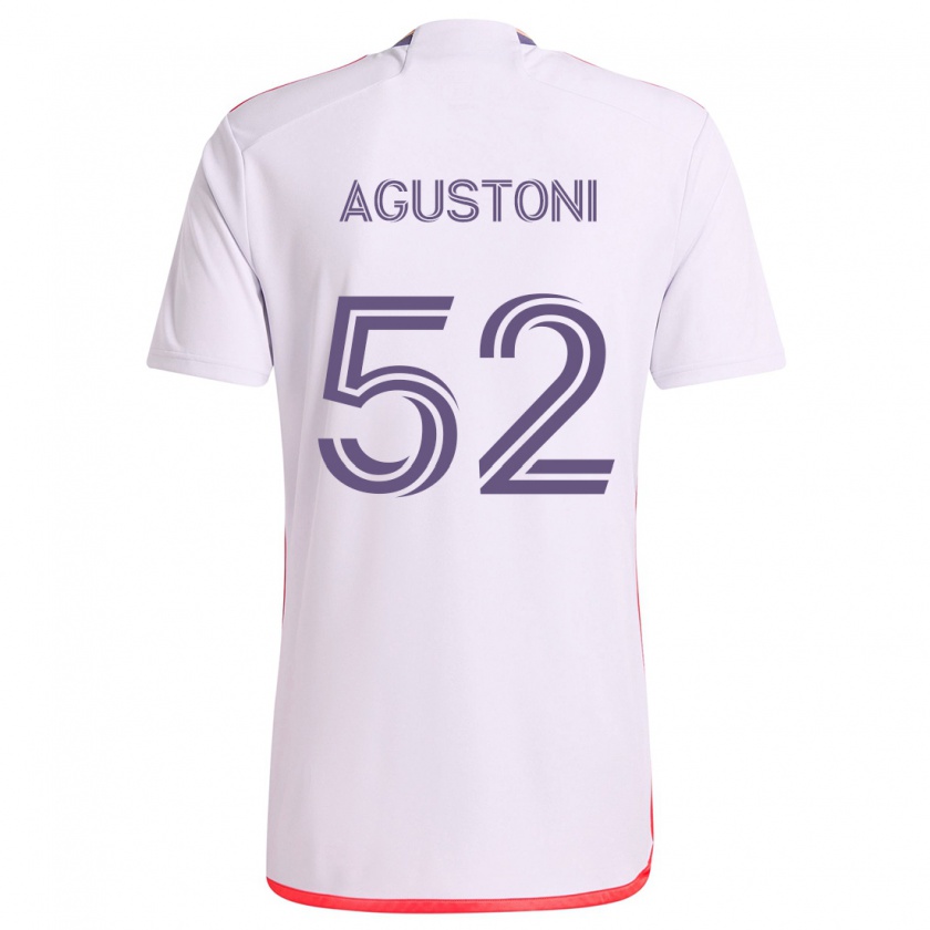 Kandiny Hombre Camiseta Gonzalo Agustoni #52 Blanco Rojo Púrpura 2ª Equipación 2024/25 La Camisa Chile