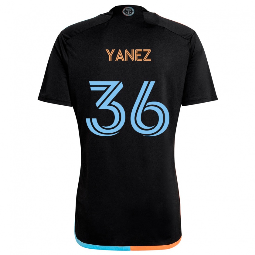 Kandiny Hombre Camiseta Zidane Yañez #36 Negro Naranja Azul 2ª Equipación 2024/25 La Camisa Chile