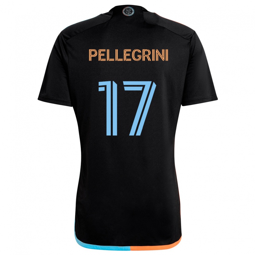 Kandiny Hombre Camiseta Matías Pellegrini #17 Negro Naranja Azul 2ª Equipación 2024/25 La Camisa Chile