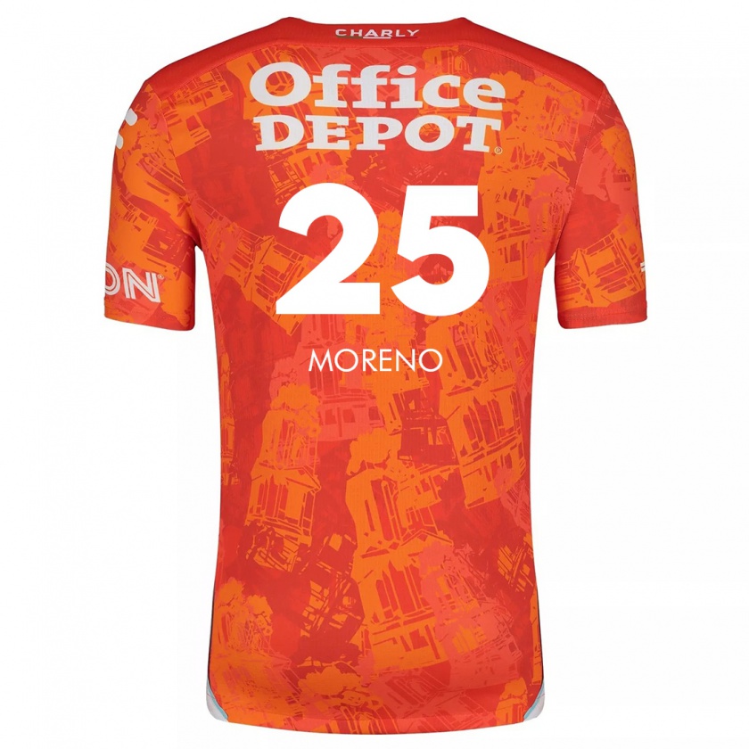 Kandiny Hombre Camiseta Carlos Moreno #25 Naranja Blanco 2ª Equipación 2024/25 La Camisa Chile