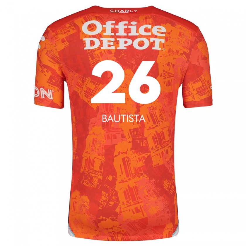 Kandiny Hombre Camiseta Alán Bautista #26 Naranja Blanco 2ª Equipación 2024/25 La Camisa Chile