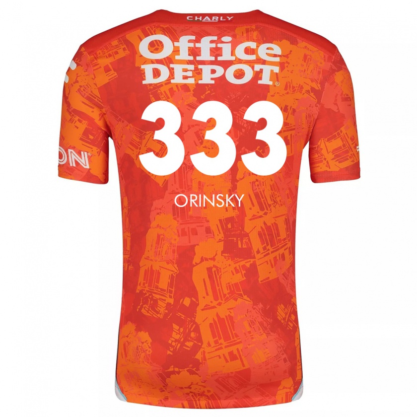 Kandiny Hombre Camiseta Edson Orinsky #333 Naranja Blanco 2ª Equipación 2024/25 La Camisa Chile