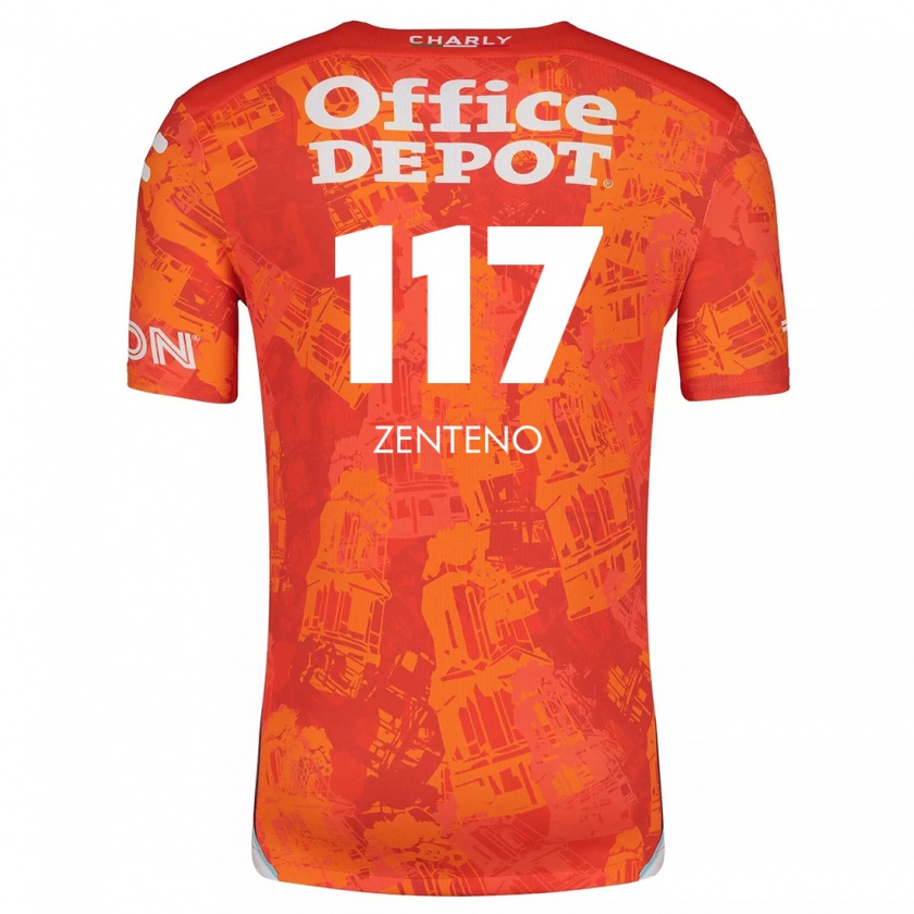 Kandiny Hombre Camiseta Gustavo Zenteno #117 Naranja Blanco 2ª Equipación 2024/25 La Camisa Chile