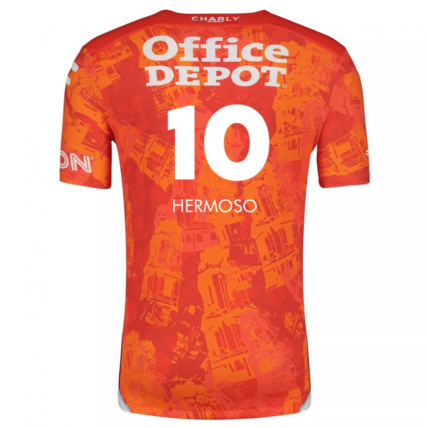 Kandiny Hombre Camiseta Jennifer Hermoso #10 Naranja Blanco 2ª Equipación 2024/25 La Camisa Chile