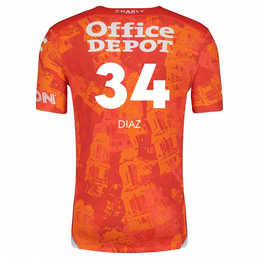 Kandiny Hombre Camiseta Karen Díaz #34 Naranja Blanco 2ª Equipación 2024/25 La Camisa Chile