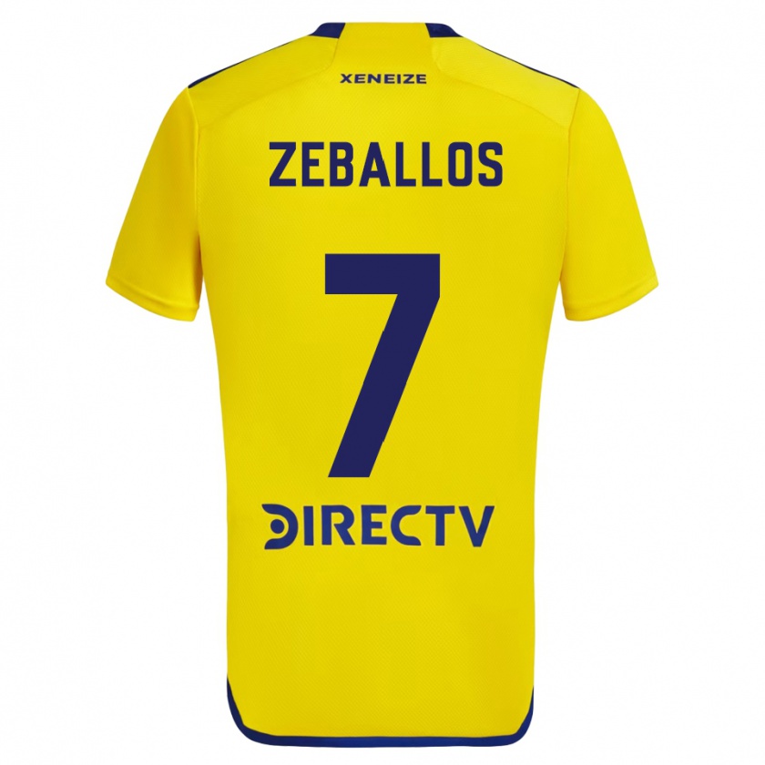 Kandiny Hombre Camiseta Exequiel Zeballos #7 Amarillo Azul 2ª Equipación 2024/25 La Camisa Chile