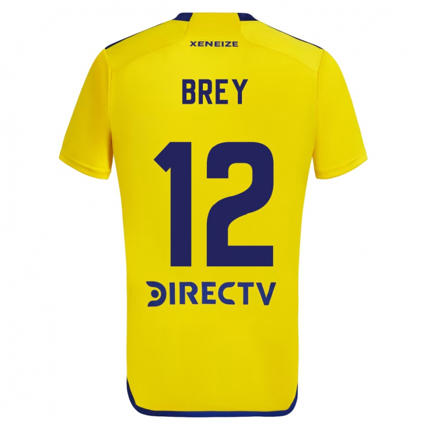 Kandiny Hombre Camiseta Leandro Brey #12 Amarillo Azul 2ª Equipación 2024/25 La Camisa Chile