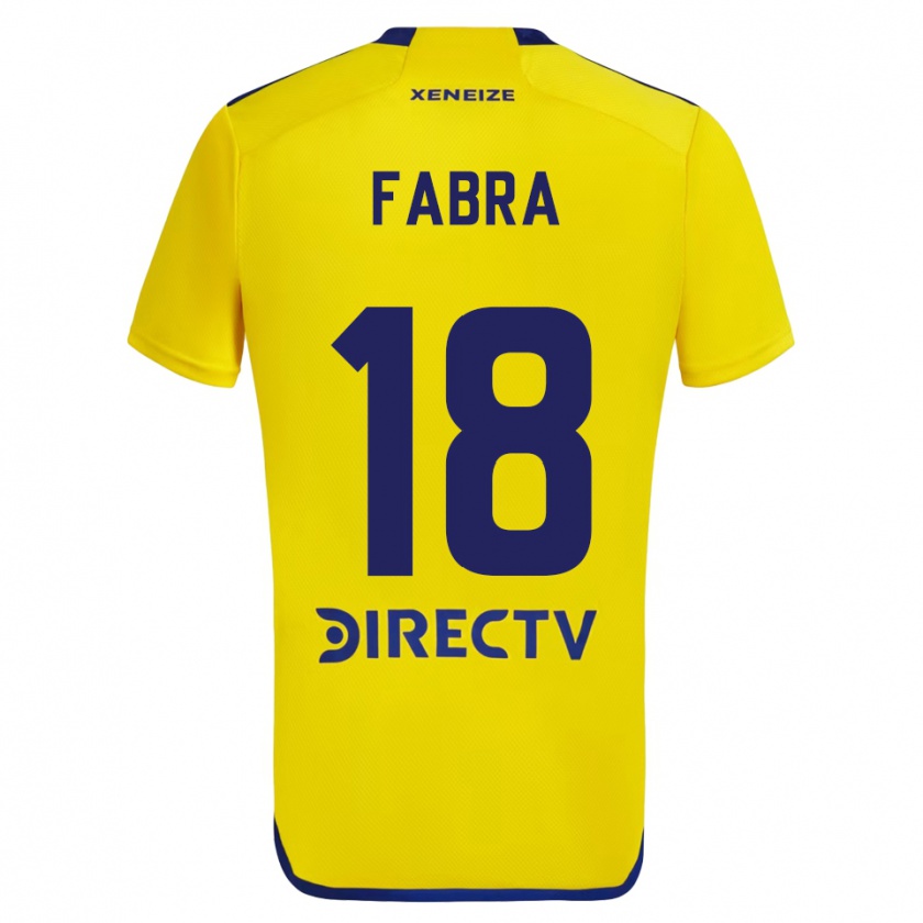 Kandiny Hombre Camiseta Frank Fabra #18 Amarillo Azul 2ª Equipación 2024/25 La Camisa Chile