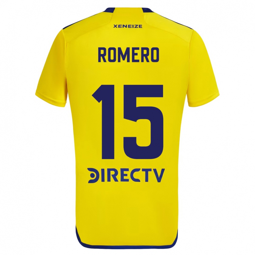 Kandiny Hombre Camiseta Alejo Romero #15 Amarillo Azul 2ª Equipación 2024/25 La Camisa Chile