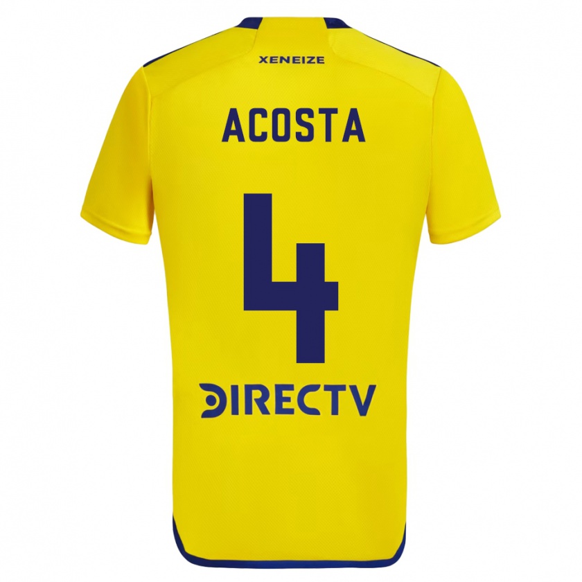 Kandiny Hombre Camiseta Natan Acosta #4 Amarillo Azul 2ª Equipación 2024/25 La Camisa Chile