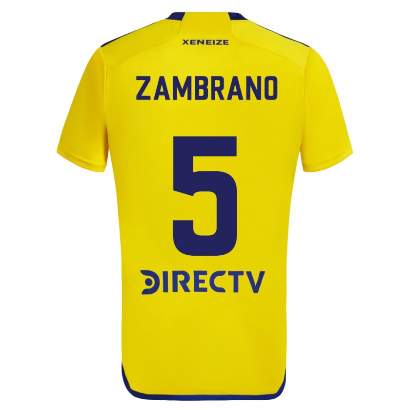 Kandiny Hombre Camiseta Carlos Zambrano #5 Amarillo Azul 2ª Equipación 2024/25 La Camisa Chile