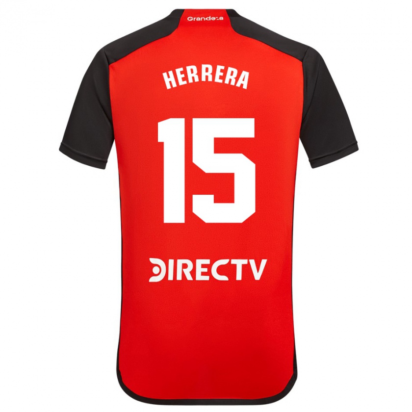 Kandiny Hombre Camiseta Andrés Herrera #15 Rojo Negro Blanco 2ª Equipación 2024/25 La Camisa Chile