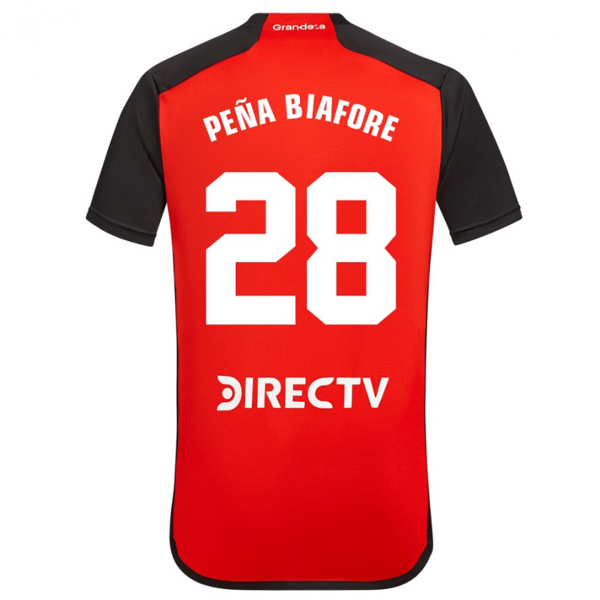 Kandiny Hombre Camiseta Felipe Peña Biafore #28 Rojo Negro Blanco 2ª Equipación 2024/25 La Camisa Chile