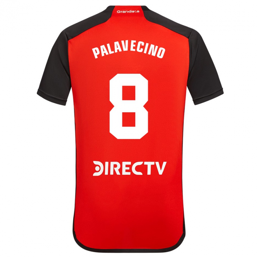 Kandiny Hombre Camiseta Agustín Palavecino #8 Rojo Negro Blanco 2ª Equipación 2024/25 La Camisa Chile