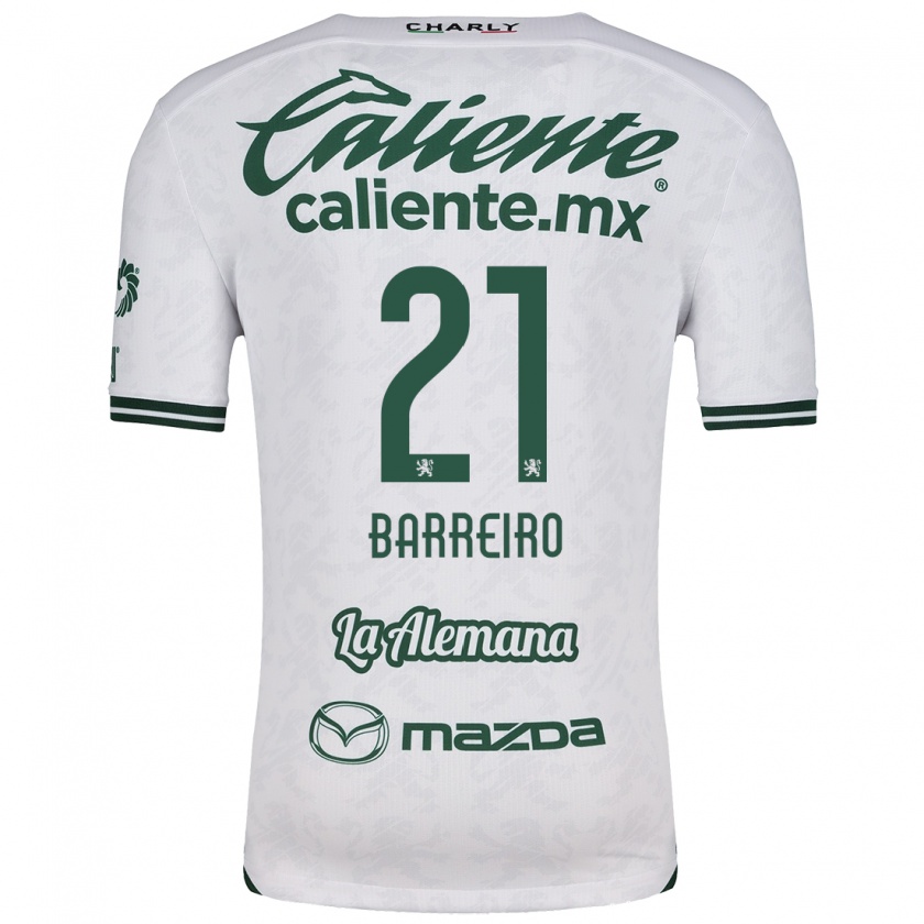 Kandiny Hombre Camiseta Stiven Barreiro #21 Blanco Verde 2ª Equipación 2024/25 La Camisa Chile