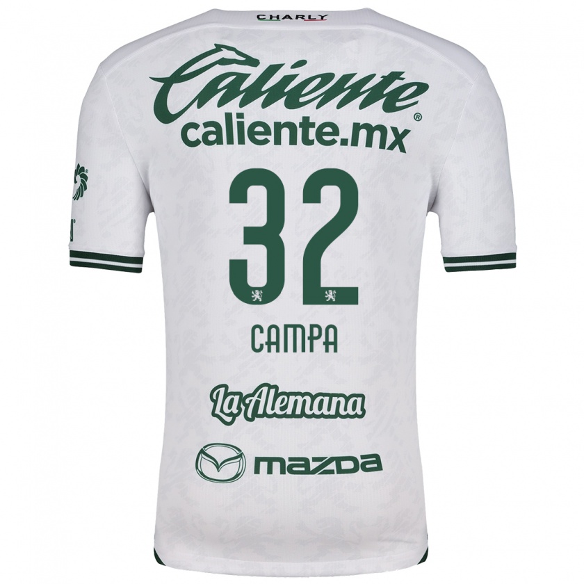 Kandiny Hombre Camiseta Ana Campa #32 Blanco Verde 2ª Equipación 2024/25 La Camisa Chile