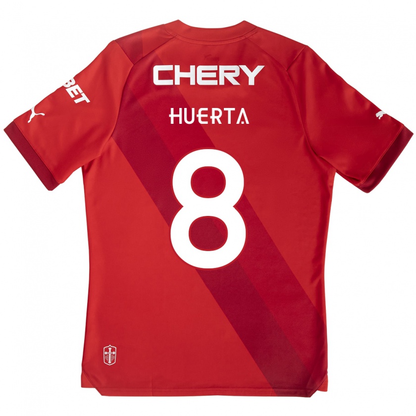 Kandiny Hombre Camiseta Valber Huerta #8 Rojo Blanco 2ª Equipación 2024/25 La Camisa Chile