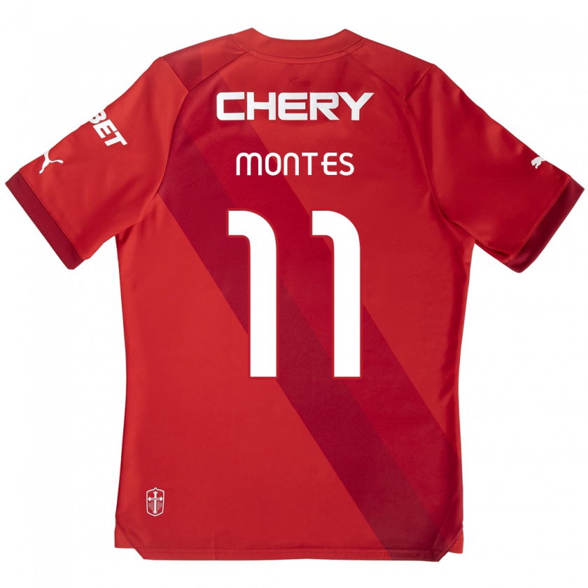 Kandiny Hombre Camiseta Clemente Montes #11 Rojo Blanco 2ª Equipación 2024/25 La Camisa Chile