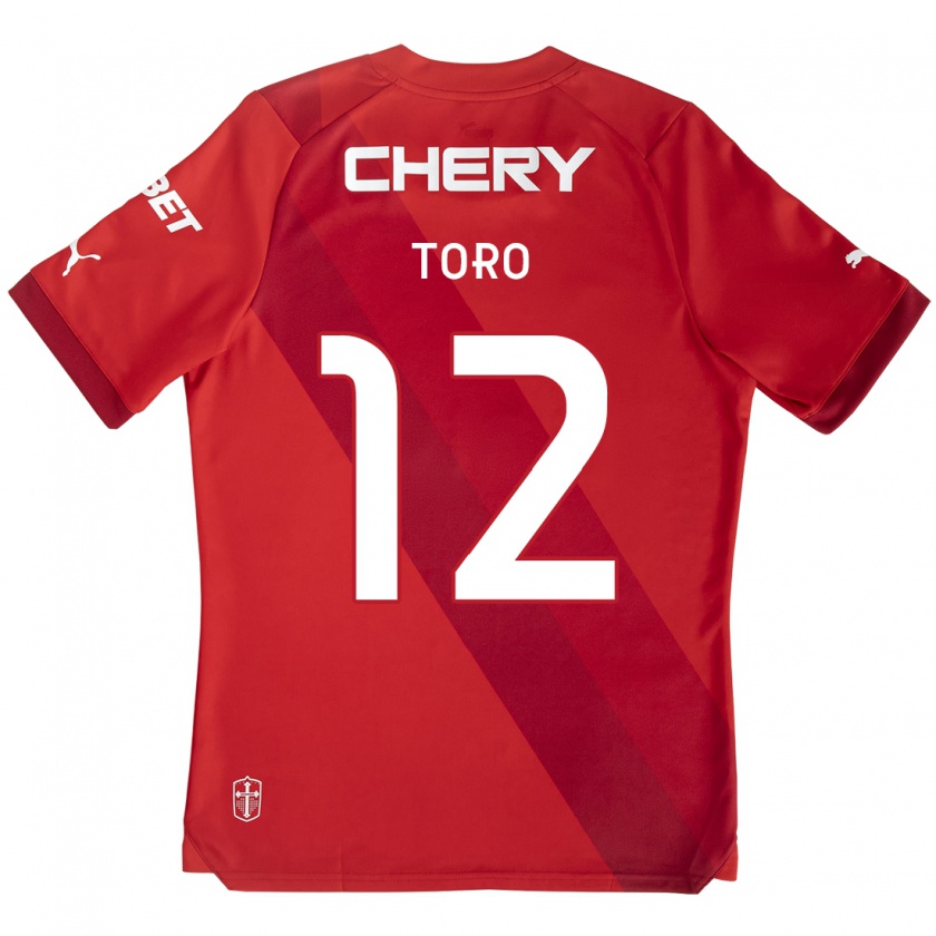 Kandiny Hombre Camiseta Ian Toro #12 Rojo Blanco 2ª Equipación 2024/25 La Camisa Chile