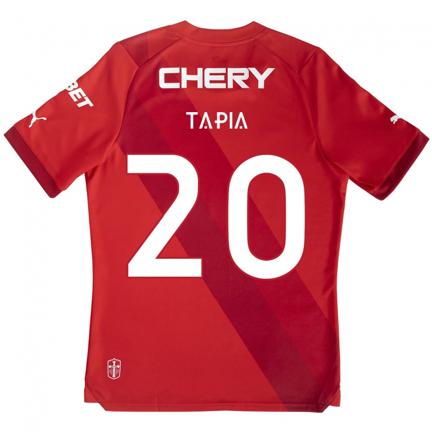 Kandiny Hombre Camiseta Gonzalo Tapia #20 Rojo Blanco 2ª Equipación 2024/25 La Camisa Chile