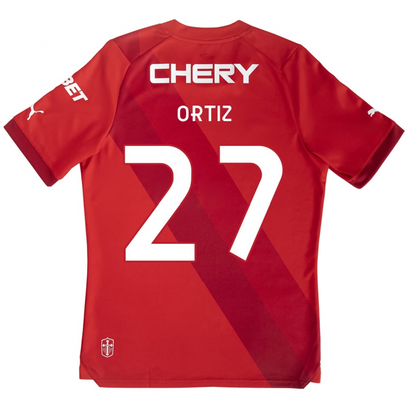 Kandiny Hombre Camiseta Jorge Ortiz #27 Rojo Blanco 2ª Equipación 2024/25 La Camisa Chile