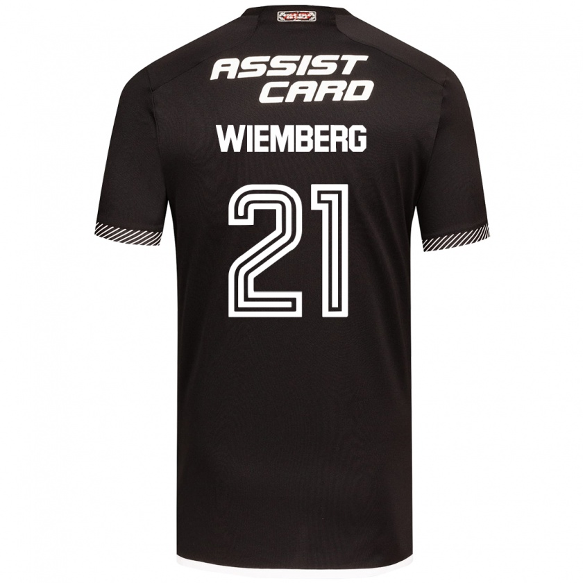 Kandiny Hombre Camiseta Erick Wiemberg #21 Blanco Negro 2ª Equipación 2024/25 La Camisa Chile