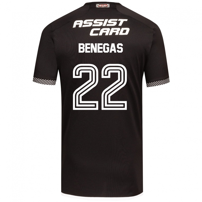 Kandiny Hombre Camiseta Leandro Benegas #22 Blanco Negro 2ª Equipación 2024/25 La Camisa Chile