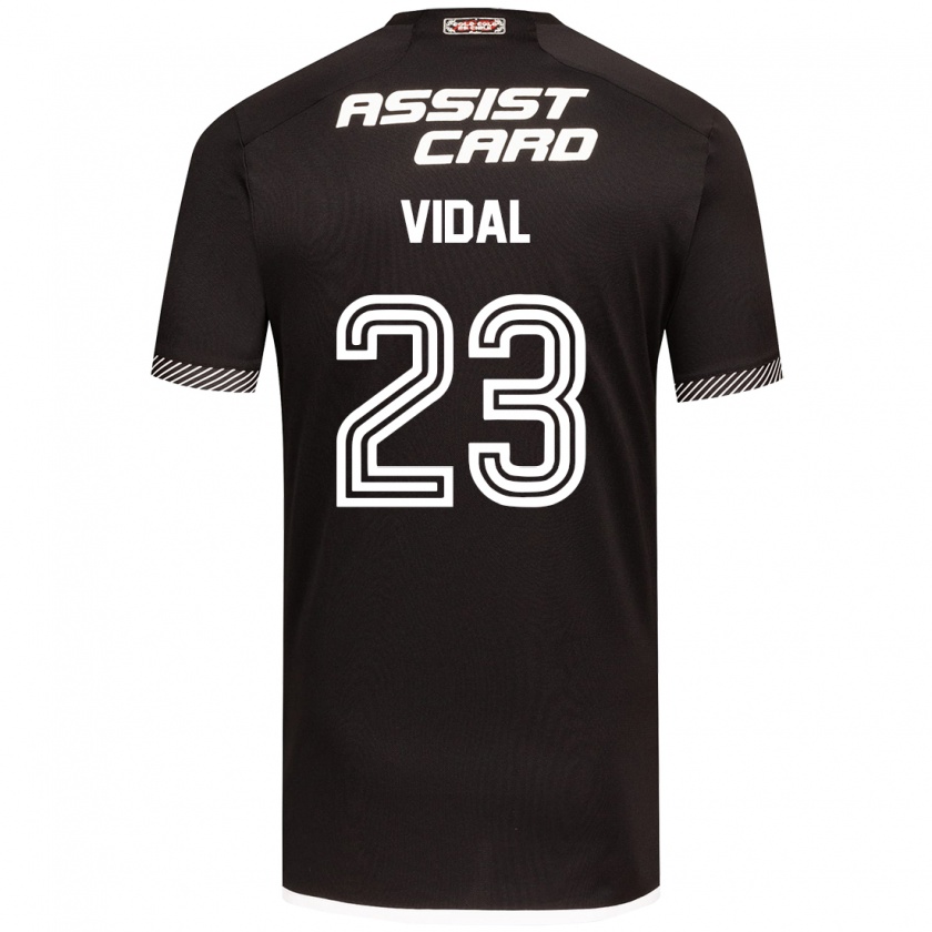 Kandiny Hombre Camiseta Arturo Vidal #23 Blanco Negro 2ª Equipación 2024/25 La Camisa Chile