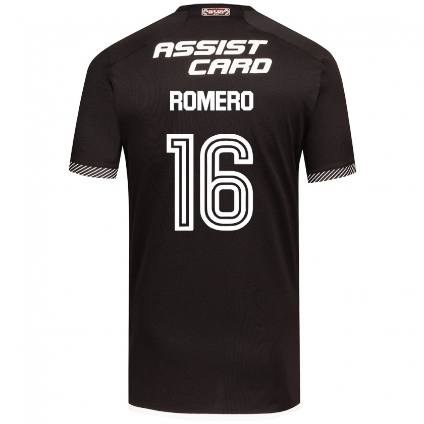 Kandiny Hombre Camiseta Evanz Romero #16 Blanco Negro 2ª Equipación 2024/25 La Camisa Chile