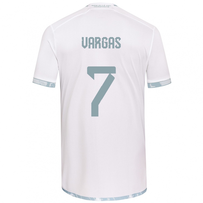 Kandiny Hombre Camiseta Jeisson Vargas #7 Gris Blanco 2ª Equipación 2024/25 La Camisa Chile