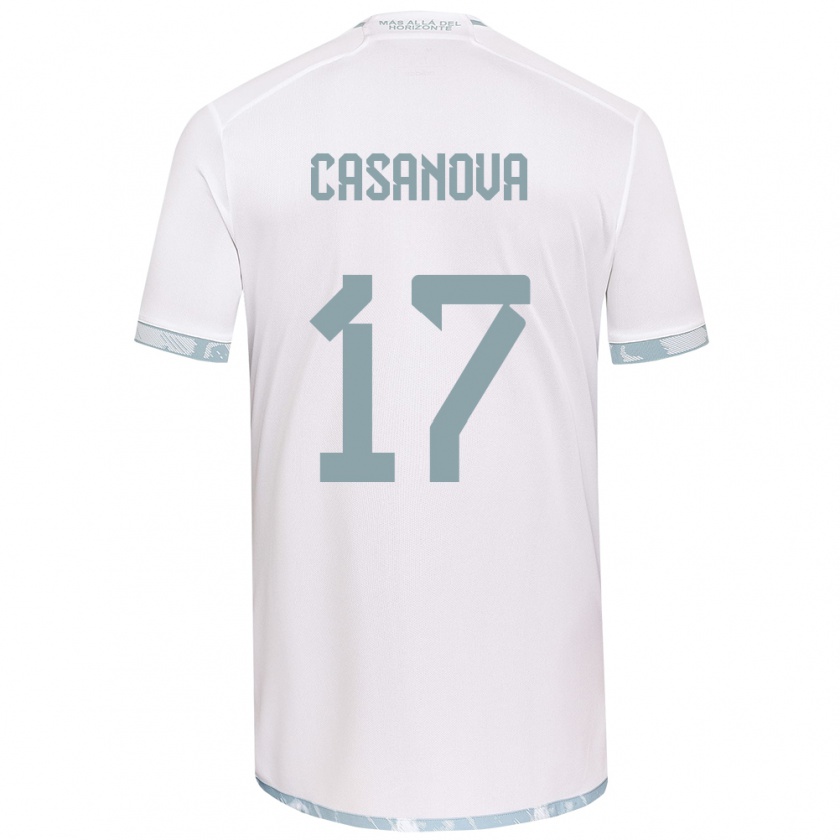 Kandiny Hombre Camiseta Luis Casanova #17 Gris Blanco 2ª Equipación 2024/25 La Camisa Chile