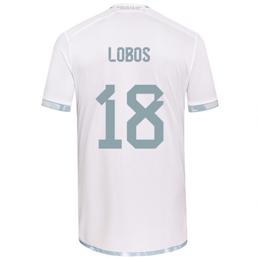 Kandiny Hombre Camiseta Franco Lobos #18 Gris Blanco 2ª Equipación 2024/25 La Camisa Chile